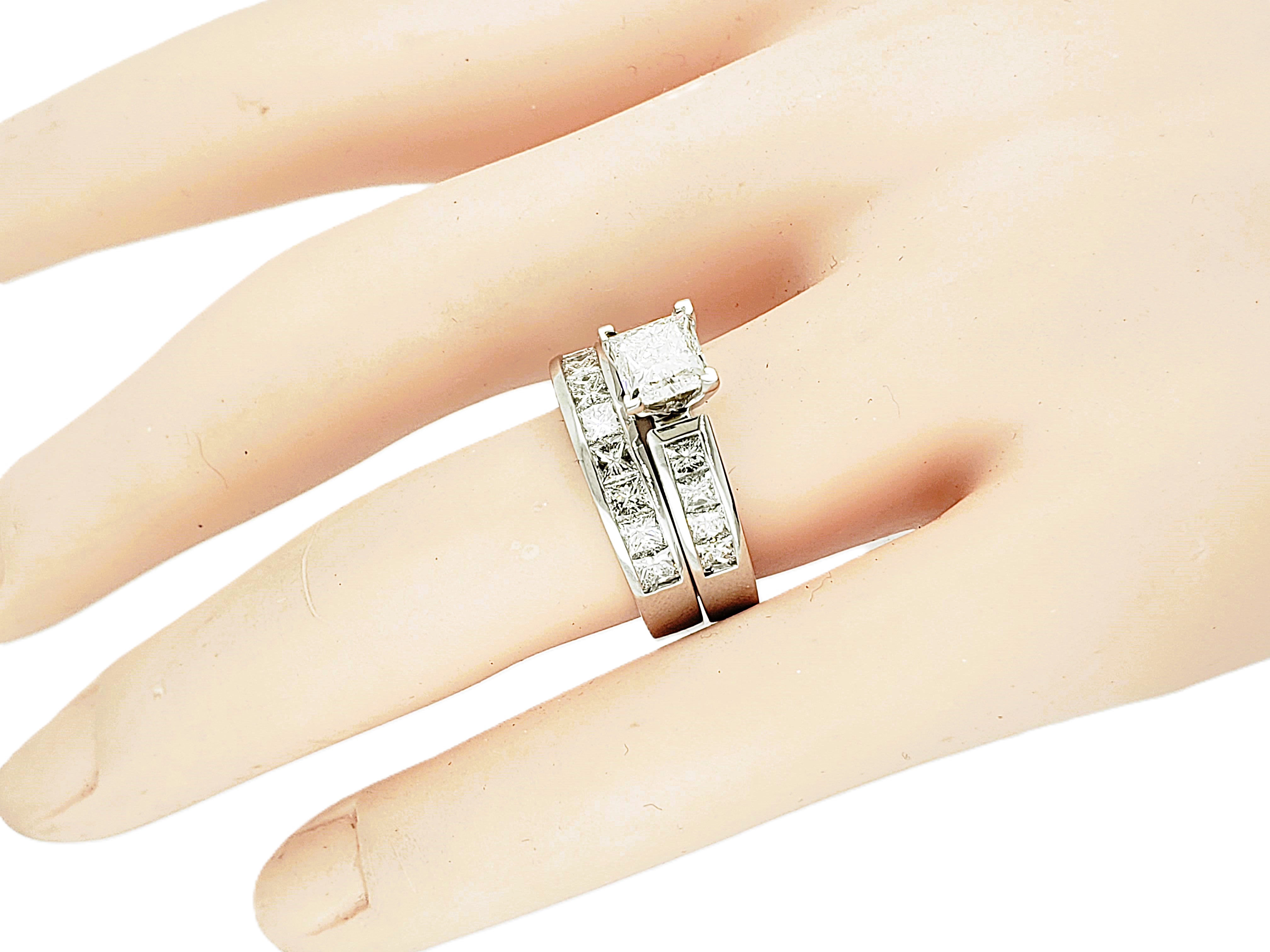 Princess Cut Diamond Chanel Set Bridal Set